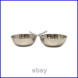 Set of 2 The Kalo Shop Hammered Sterling Silver Salt Cellars and Spoons #19860