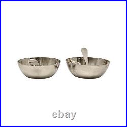 Set of 2 The Kalo Shop Hammered Sterling Silver Salt Cellars and Spoons #19860