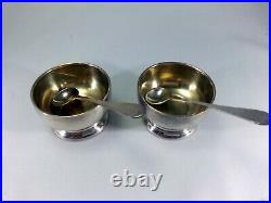 Set of 2 matching Lunt Sterling Silver Open Salts with matching spoons No Monogram