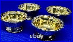 Set of 4 19th C. Tiffany & Co. Sterling Silver Gold Washed Salt Cellars