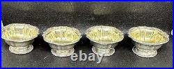 Set of 4 19th C. Tiffany & Co. Sterling Silver Gold Washed Salt Cellars