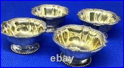 Set of 4 19th C. Tiffany & Co. Sterling Silver Gold Washed Salt Cellars