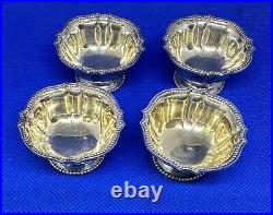 Set of 4 19th C. Tiffany & Co. Sterling Silver Gold Washed Salt Cellars