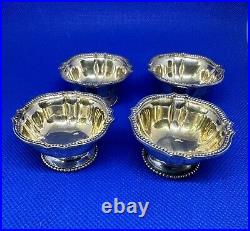 Set of 4 19th C. Tiffany & Co. Sterling Silver Gold Washed Salt Cellars