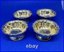 Set of 4 19th C. Tiffany & Co. Sterling Silver Gold Washed Salt Cellars