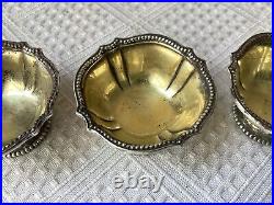 Set of 4 19th C. Tiffany & Co. Sterling Silver Gold Washed Salt Cellars