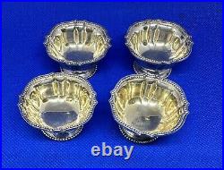 Set of 4 19th C. Tiffany & Co. Sterling Silver Gold Washed Salt Cellars