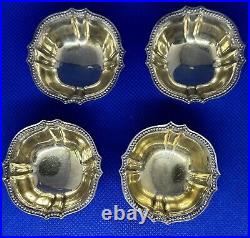 Set of 4 19th C. Tiffany & Co. Sterling Silver Gold Washed Salt Cellars