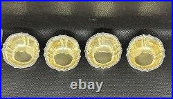 Set of 4 19th C. Tiffany & Co. Sterling Silver Gold Washed Salt Cellars