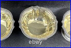 Set of 4 19th C. Tiffany & Co. Sterling Silver Gold Washed Salt Cellars