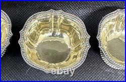 Set of 4 19th C. Tiffany & Co. Sterling Silver Gold Washed Salt Cellars