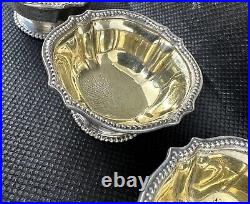 Set of 4 19th C. Tiffany & Co. Sterling Silver Gold Washed Salt Cellars