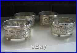 Set of 4 Antique Dominick & Haff Sterling Silver Footed Salt Cellars 1868-1928