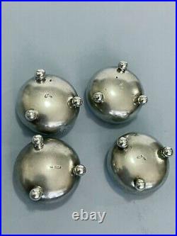 Set of 4 Antique Salt Cellar Cauldrons, Engraved Imperial Russian Silver 84