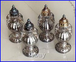 Set of 4 Baroque Wallace Silverplate Salt & Pepper Shaker 1940's