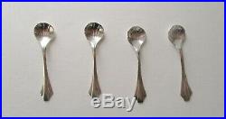 Set of (4) Vintage Never-Used Sterling Silver Salt Cellars With Spoons