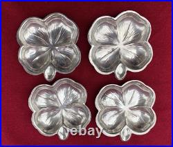 Set of 4 Vintage Sterling Silver Clover Shaped Salt Cellars From Lenox Silver Co