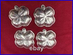 Set of 4 Vintage Sterling Silver Clover Shaped Salt Cellars From Lenox Silver Co