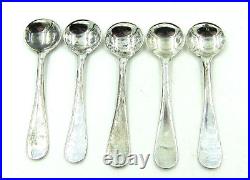 Set of 5 Alvin Art Nouveau Salt Cellars with Spoons Sterling NO MONO