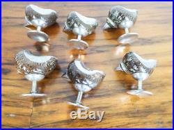 Set of 6 Vintage Snail Sterling Silver Clad Shell Salt Dips Open Cellar 925