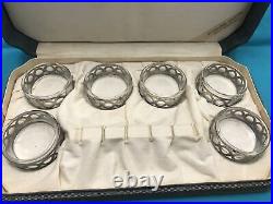 Set of 6 Webster Sterling Silver OPEN SALTS Orig Box with Glass Inserts + 6 Spoons