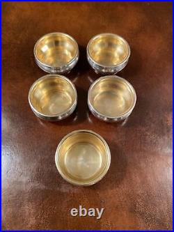 Set of Five (5) Gorham Sterling Silver Salts withNo Monogram and Gold Wash