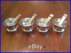 Set of Four William Spratling Mexico Sterling Silver Salt Spoons & Cellars C1940