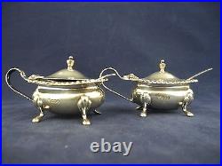 Sheffield Cooper Brothers & Sons Sterling Silver Condiment Mustard Pots Spoons