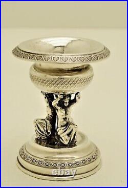 Silver Raised Salt Nut Dish Figural nude Column European Marks 800 Fine
