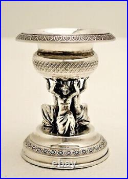 Silver Raised Salt Nut Dish Figural nude Column European Marks 800 Fine