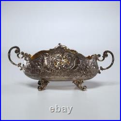 Silver Repousse Footed Handled Open Salt Cellar Possibly German Antique
