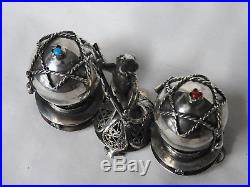 Silver russian jewish salt and pepper cellar silver 84 1873 stones