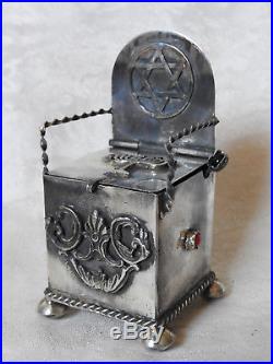 Silver russian jewish salt cellar with spoony silver 84 1878
