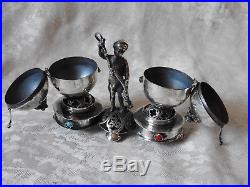 Silver russian salt and pepper cellar with cupidboy silver 84 balsaminka 1873