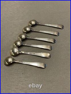 Six Vintage Sterling Silver Salt Cellars with Spoons