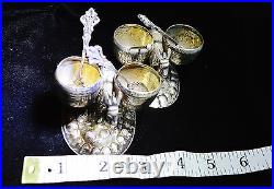 Solid. 800 Silver Matching Pair Burro Donkey Salt Cellars Not Sterling but 800