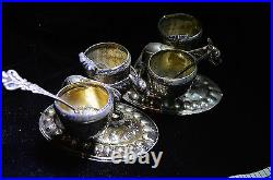 Solid. 800 Silver Matching Pair Burro Donkey Salt Cellars Not Sterling but 800