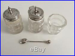 Solid Sterling Silver Cruet Condiment Stand Set / Salt Cellar Mustard Pot Shaker
