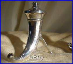 Solid Sterling Silver Salt Cellars Shaker Scandinavian Viking Drinking Horn 34g