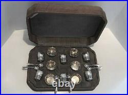 Sterling Boxed Set/6 Antique Salt Cellars, Salt Spoons, Pepper Shakers, Webster