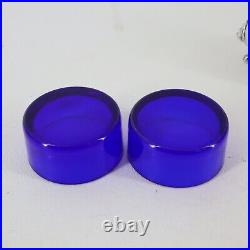 Sterling Open Salt Cellars Lion Heads Paw Feet Cobalt Glass Inserts 2-1/2 110g