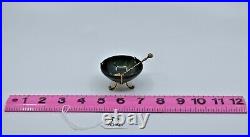 Sterling Pestelli Creazioni Emerald Italian Marble Miniature Salt cellar Spoon