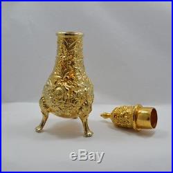 Sterling Repousse Gold Overlay S Kirk & Son Footed Salt Cellar & Pepper Shaker