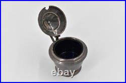 Sterling Silver 1936 George Boot Cobalt Glass Lidded Salt Cellar 82