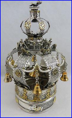 Sterling Silver 925 Antique Style Torah Crown 738g