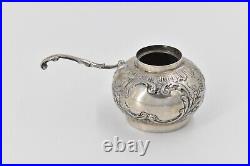 Sterling Silver Antique Ornate Repousse Rounded Salt Cellar 19