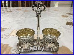 Sterling Silver -Double Salt Cellar holder -Excellent quality -judaica-shabbos