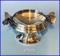 Sterling Silver Figural Salt Cellar with Pedestal Foot and Butterfly Handles