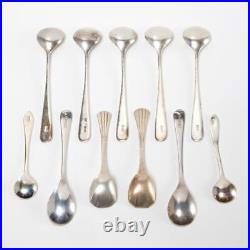 Sterling Silver Mixed Lot Vintage Salt Cellar Gold Plate Spoons 11pc Lot