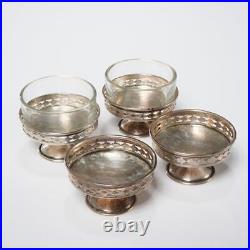 Sterling Silver Pierced Openwork Salt Cellar Dishes 5pc Set Including Master